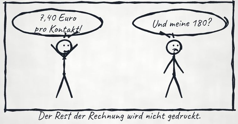 7,40 Euro. Der Rest der Rechnung wird nicht gedruckt.